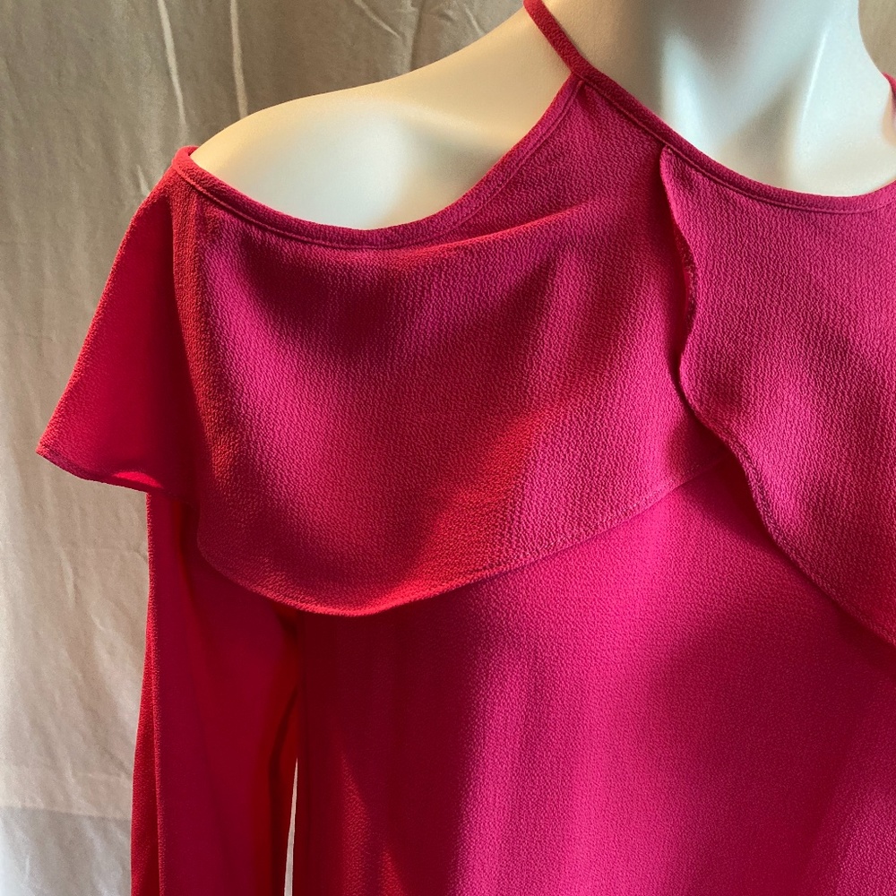 LAST CHANCE! Michael Kors Fuchsia Cold-Shoulder Blouse - Picture 5 of 6